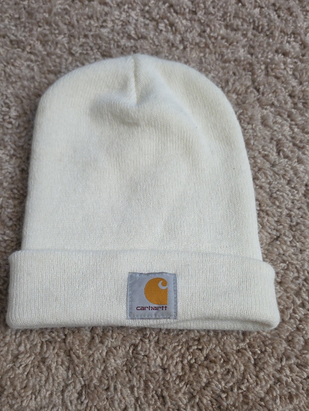 Carhartt OS Cream Logo Knit Beanie